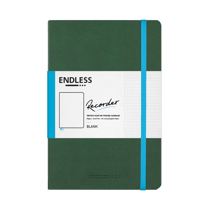 Endless A5 Recorder Notebook - Green Forest Canopy, Blank - 80gsm Regalia Paper