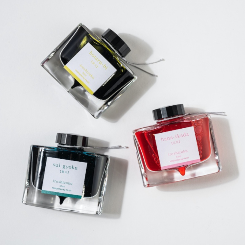 Pilot Iroshizuku Ink Bottle Bundle - 3 Pack (Sui-Gyoku, Hotaru-Bi, Hana-Ikada)