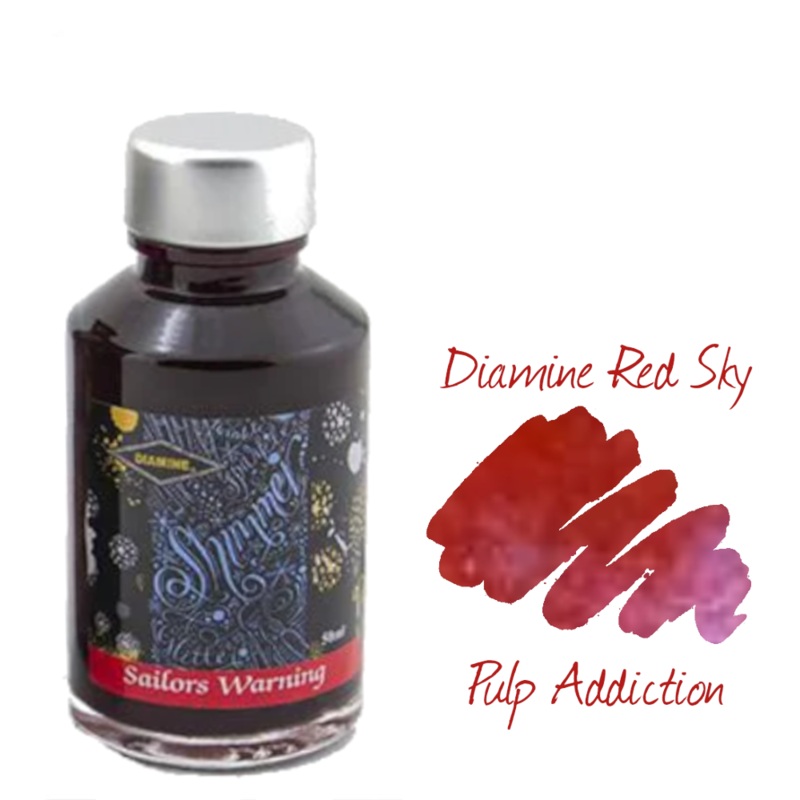 Diamine Shimmer Fountain Pen Ink - Red Sky 50ml Bottle