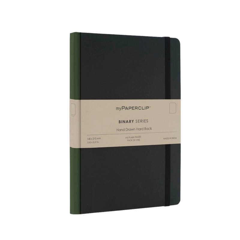 myPAPERCLIP Binary Series Hardcover A5 Notebook - Green Spine