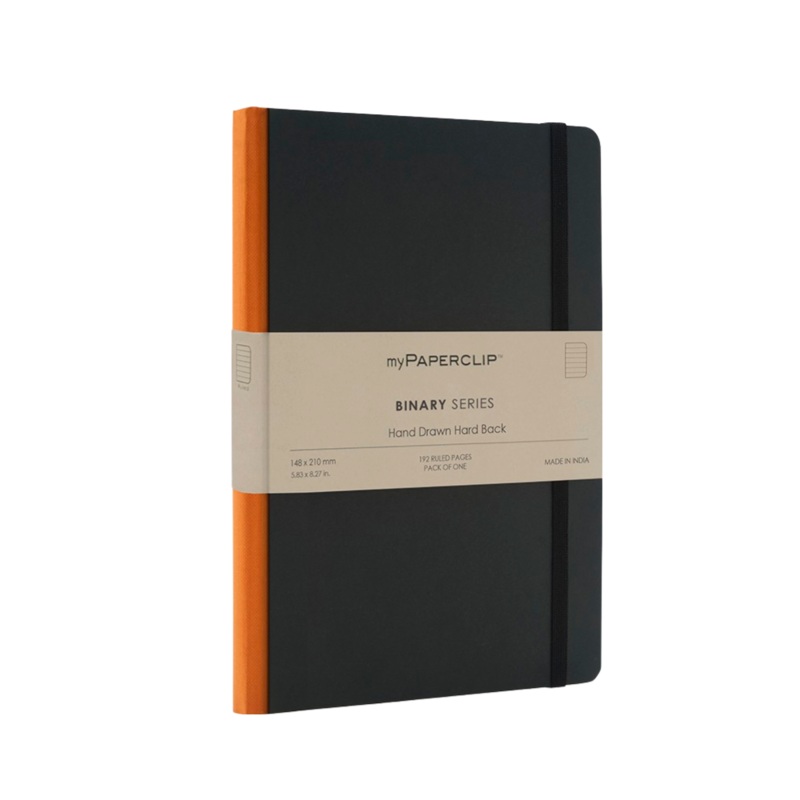 myPAPERCLIP Binary Series Hardcover A5 Notebook - Orange Spine