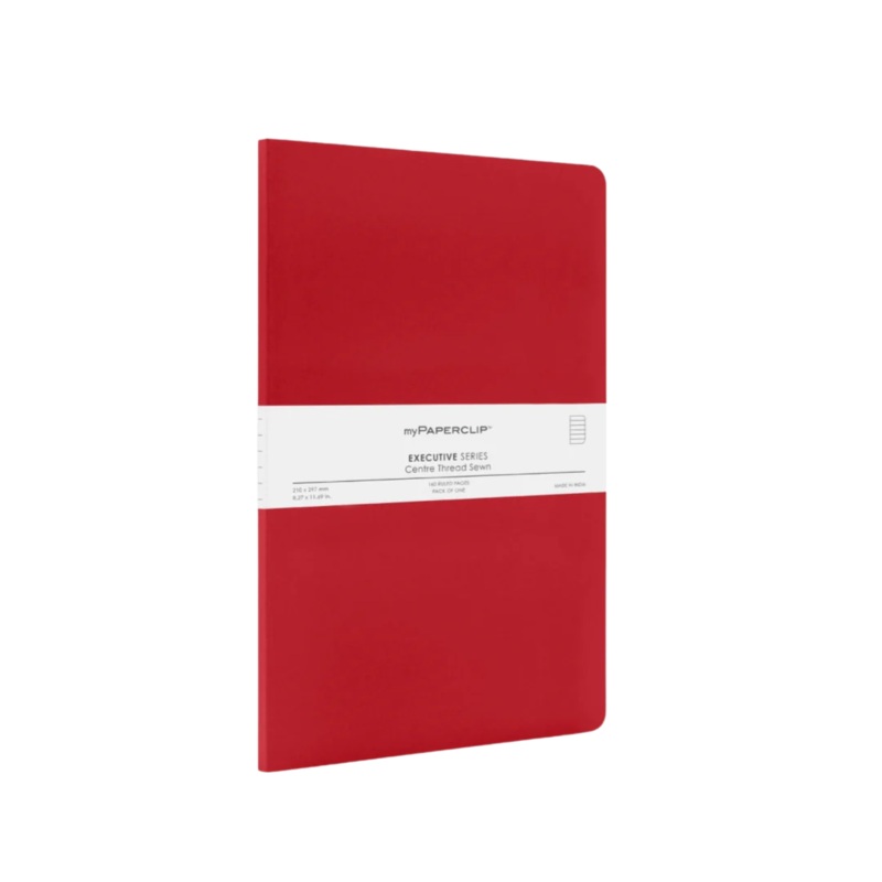 myPAPERCLIP Centre Thread Softcover A4 Notebook - Red
