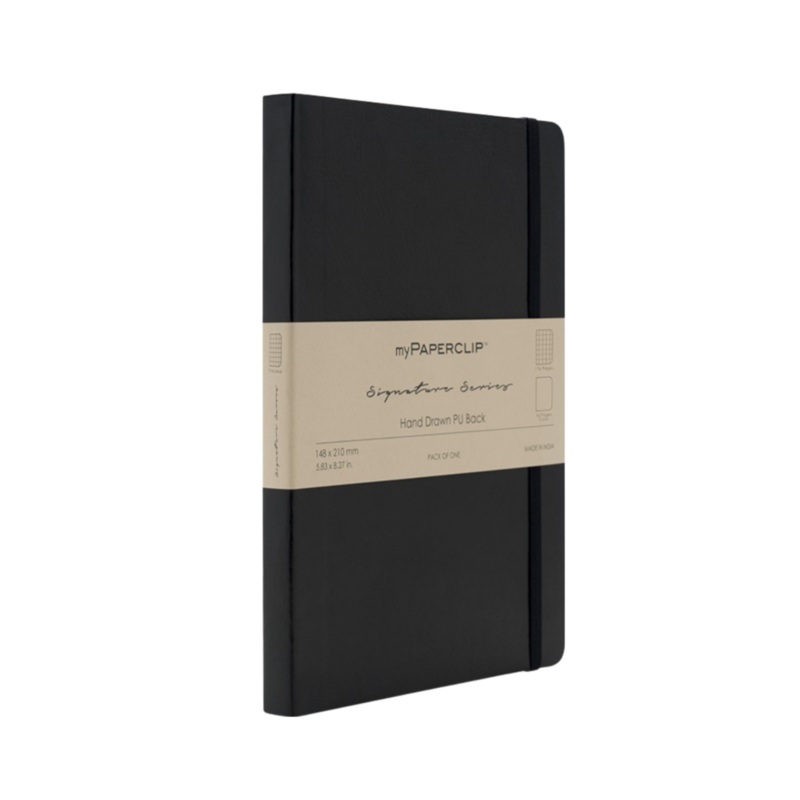 myPAPERCLIP Signature Series Vegan Leather Softcover A5 Notebook - Black