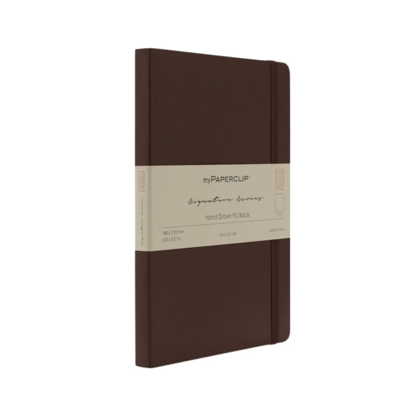 myPAPERCLIP Signature Series Vegan Leather Softcover A5 Notebook - Brown