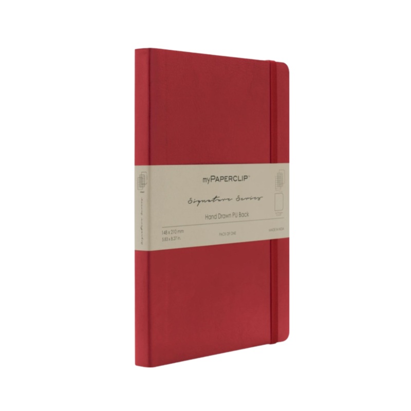 myPAPERCLIP Signature Series Vegan Leather Softcover A5 Notebook - Red
