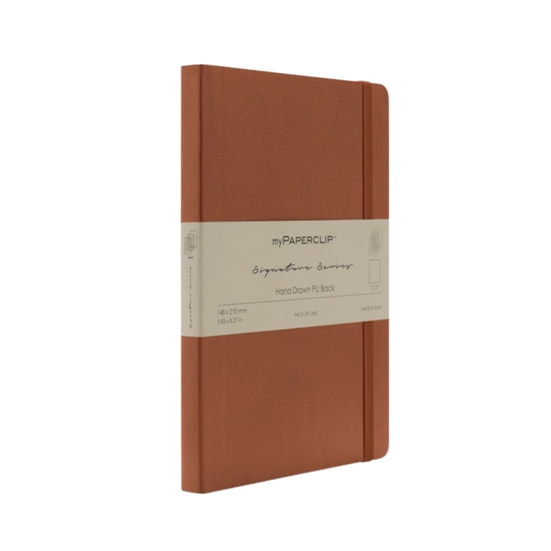myPAPERCLIP Signature Series Vegan Leather Softcover A5 Notebook - Tan