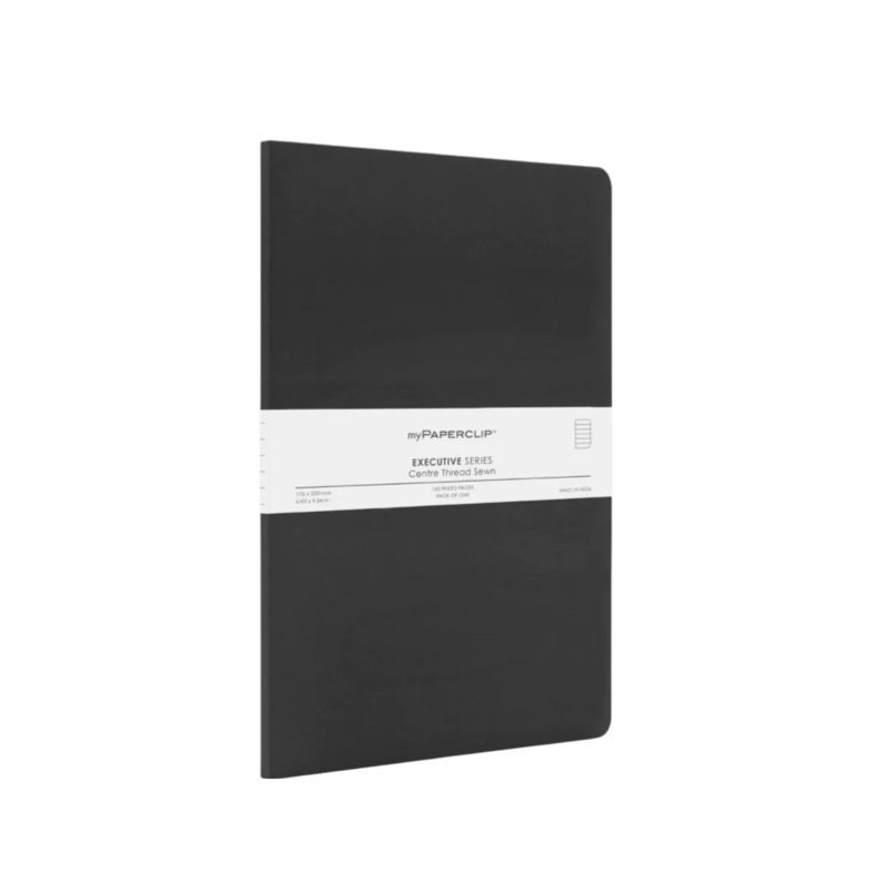 myPAPERCLIP Centre Thread Softcover B5 Notebook - Black