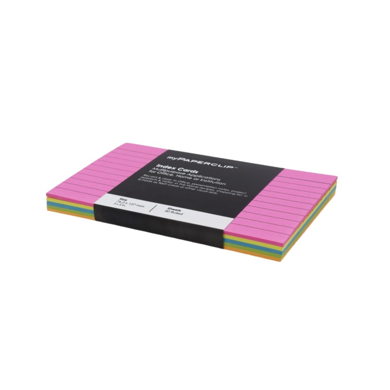 myPAPERCLIP Index Cards - Multi Colour (Pack of 50) - Small