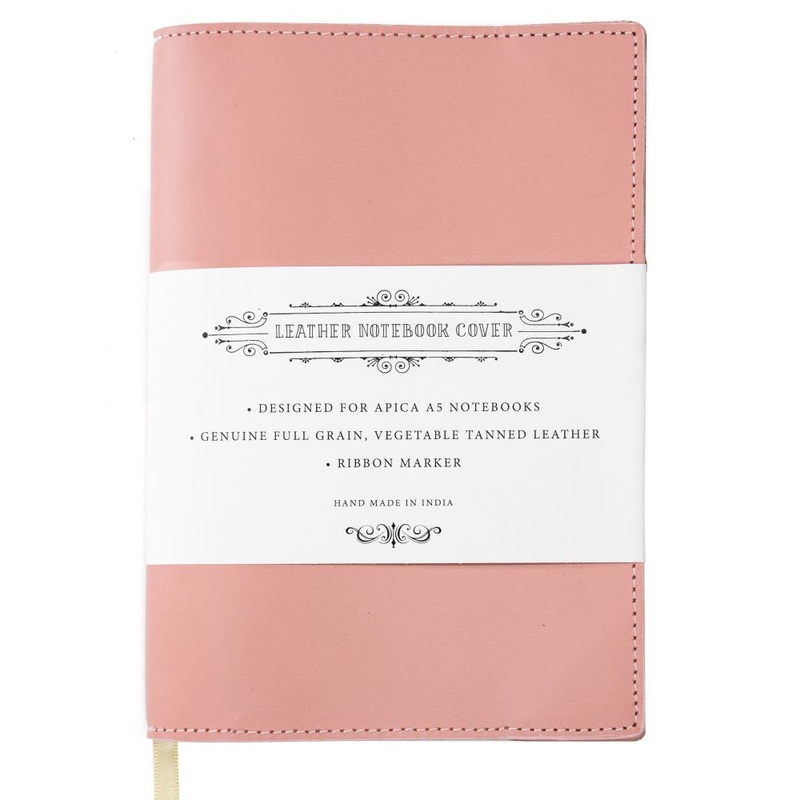 Apica Leather Notebook Jacket  A5, Dusky Pink