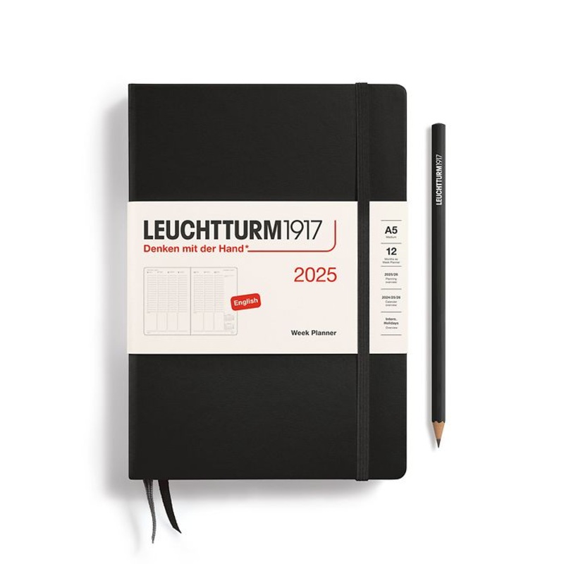 *Clearance* Leuchtturm1917 - 2025 Week Planner (A5), Hardcover, Black