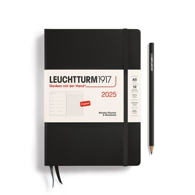 *Clearance* Leuchtturm1917 - 2025 Weekly Planner & Notebook (A5), Hardcover, Black