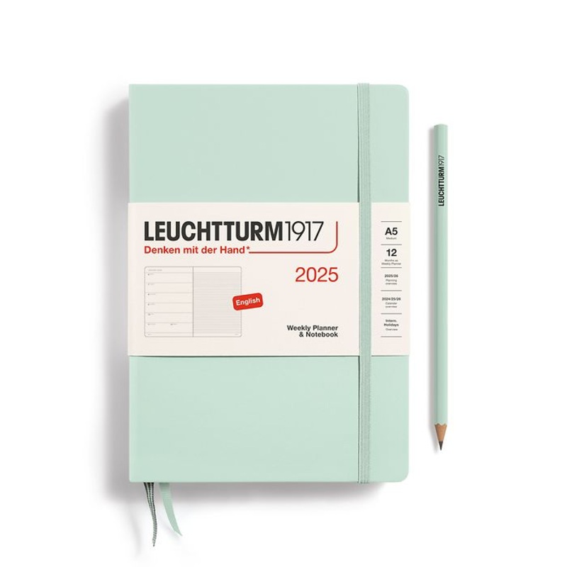 *Clearance* Leuchtturm1917 - 2025 Weekly Planner & Notebook (A5), Hardcover, Mint Green