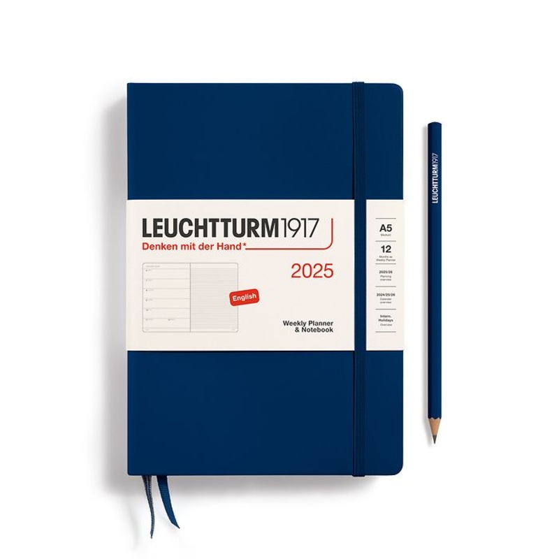 *Clearance* Leuchtturm1917 - 2025 Weekly Planner & Notebook (A5), Hardcover, Navy