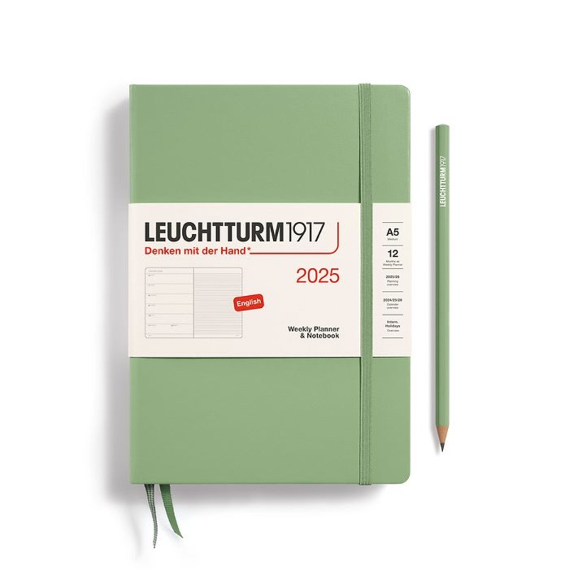 *Clearance* Leuchtturm1917 - 2025 Weekly Planner & Notebook (A5), Hardcover, Sage