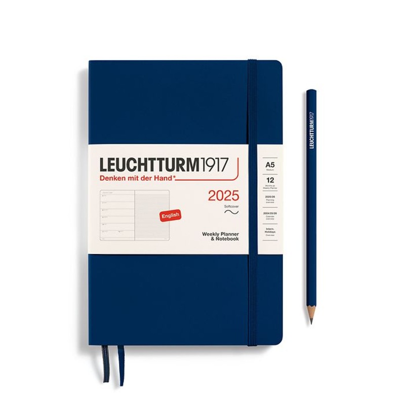 *Clearance* Leuchtturm1917 - 2025 Weekly Planner & Notebook (A5), Softcover, Navy
