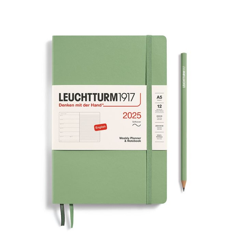 *Clearance* Leuchtturm1917 - 2025 Weekly Planner & Notebook (A5), Softcover, Sage