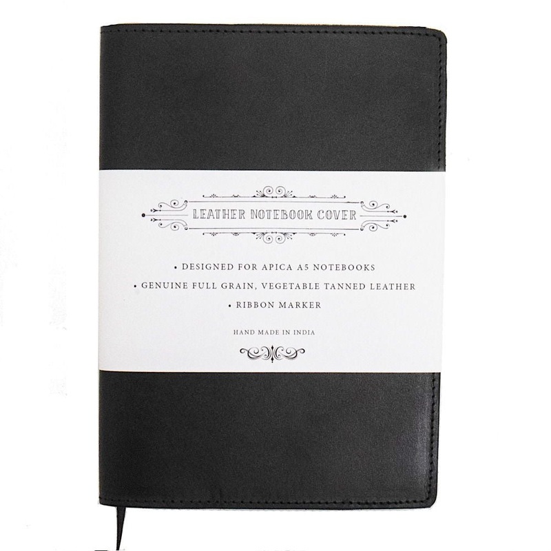 Apica Leather Notebook Jacket  A5, Black