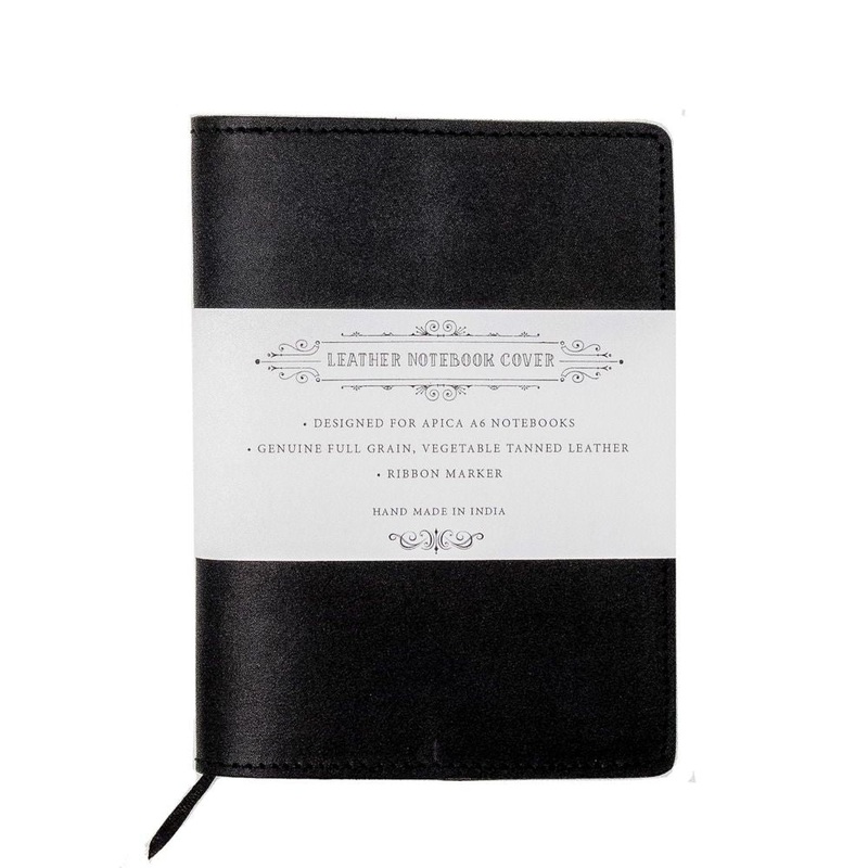 Apica Leather Notebook Jacket  A6, Black
