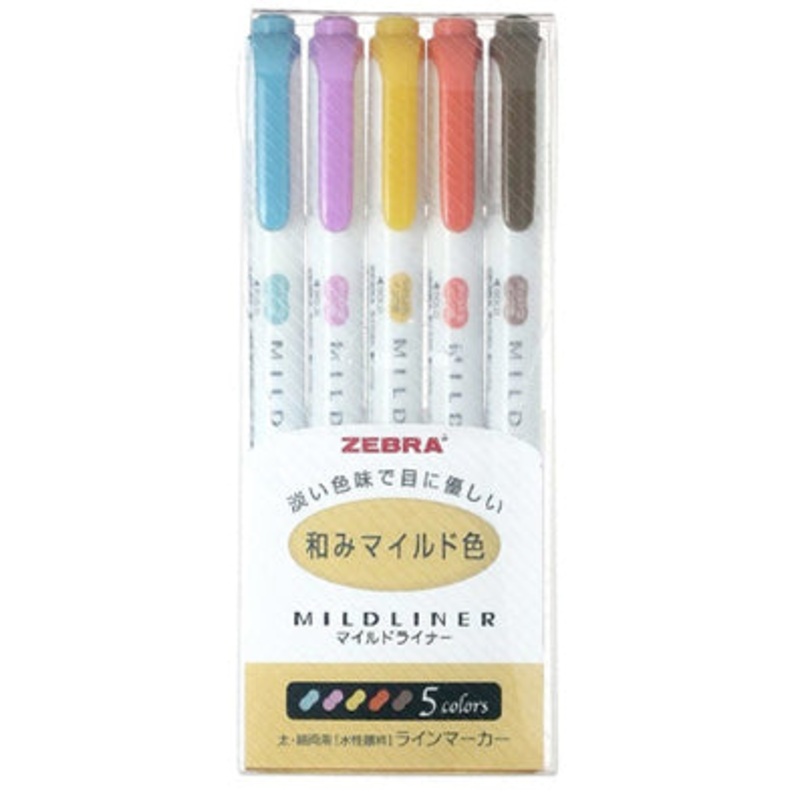 Zebra Mildliner Highlighter Deep & Warm 5 Colour Set