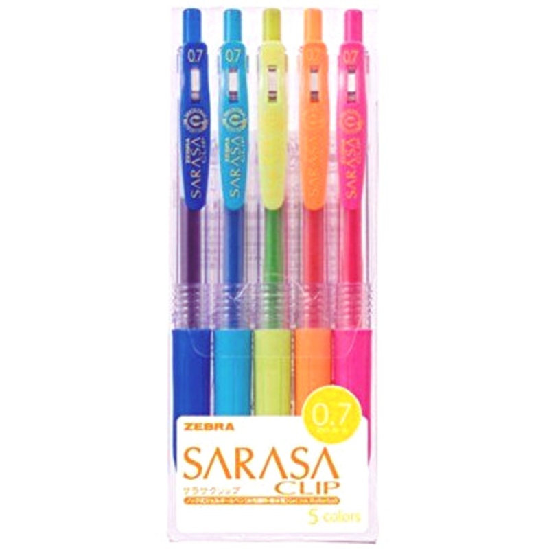 Zebra Sarasa Clip Gel 0.7mm Rollerball Pens, 5pc Set
