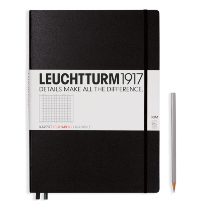 Leuchtturm1917 Slim Master (A4+) Notebook - Black Squared