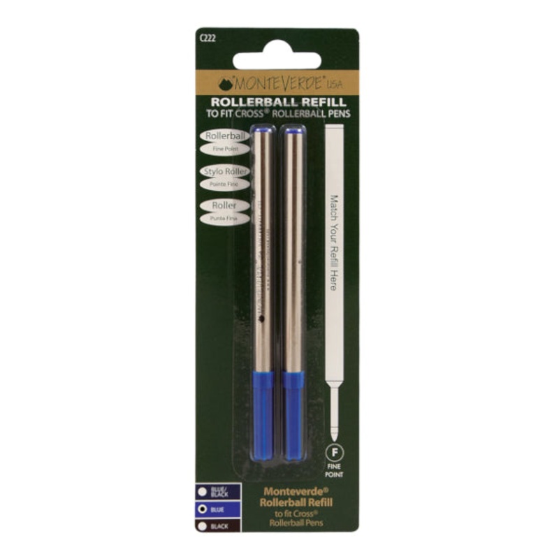 Monteverde C222 Fine Blue Cross Rollerball Refills