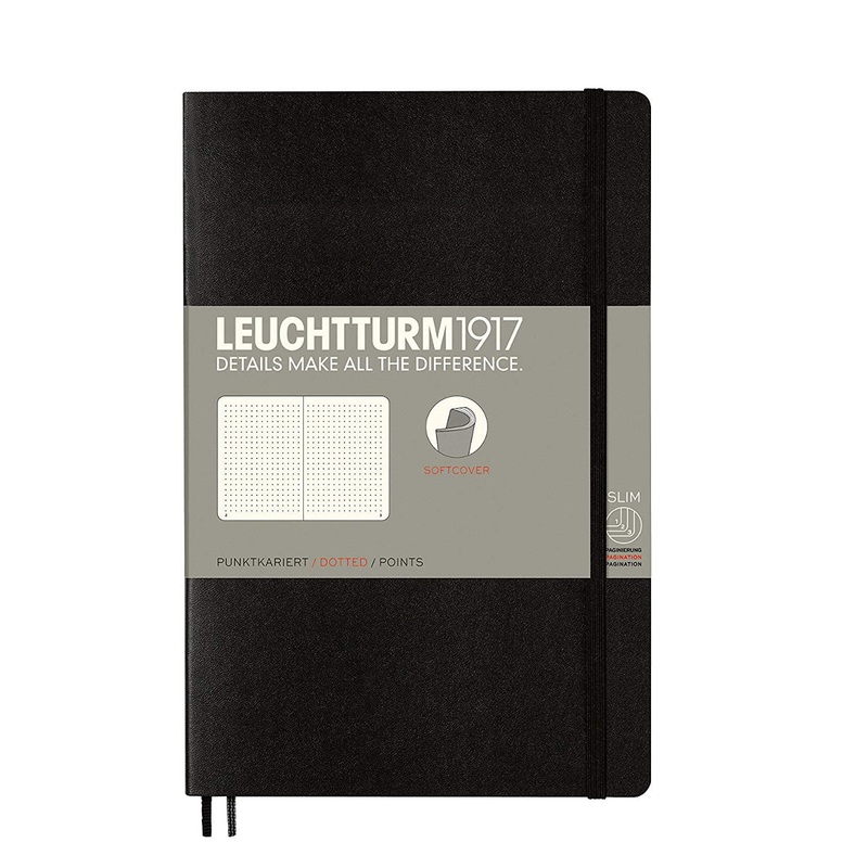 Leuchtturm1917 Softcover Paperback (B6+) Notebook - Black Dotted