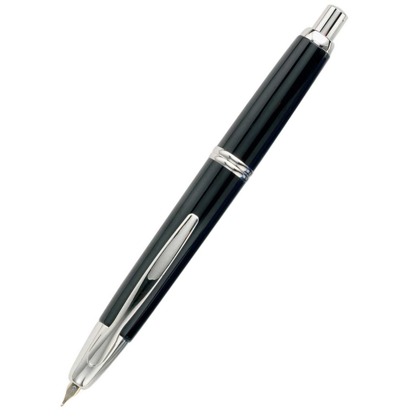 Pilot Capless (Vanishing Point) Rhodium Black Fountain Pen - Fine