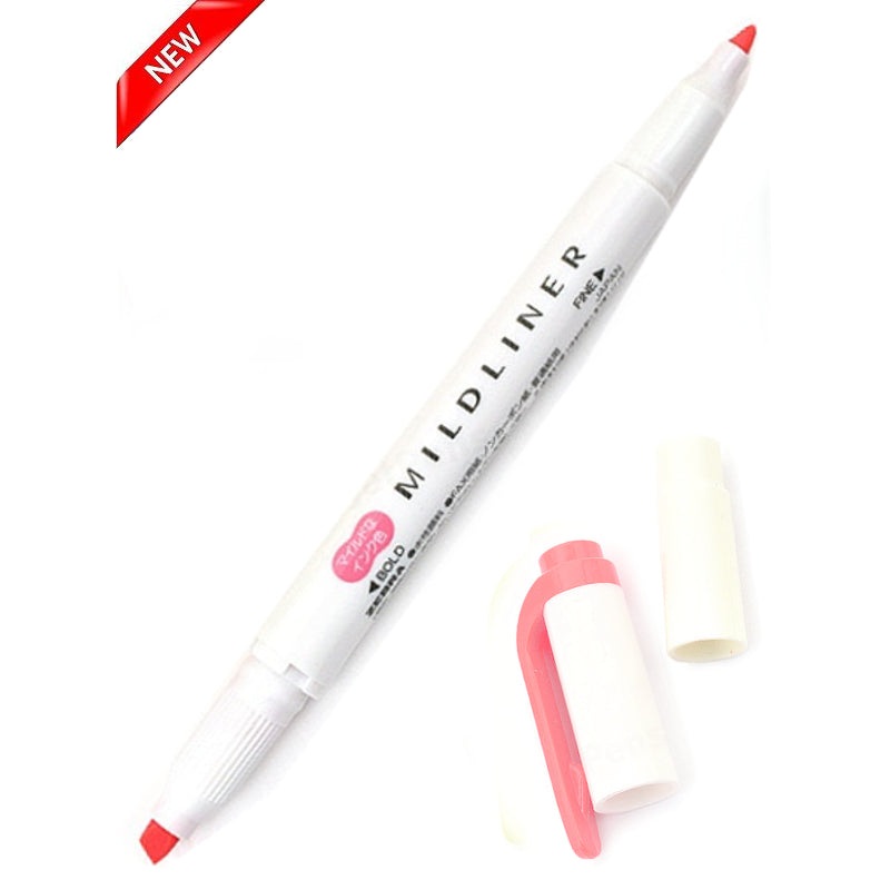 Zebra Mildliner Double Tip Coral Pink Highlighter