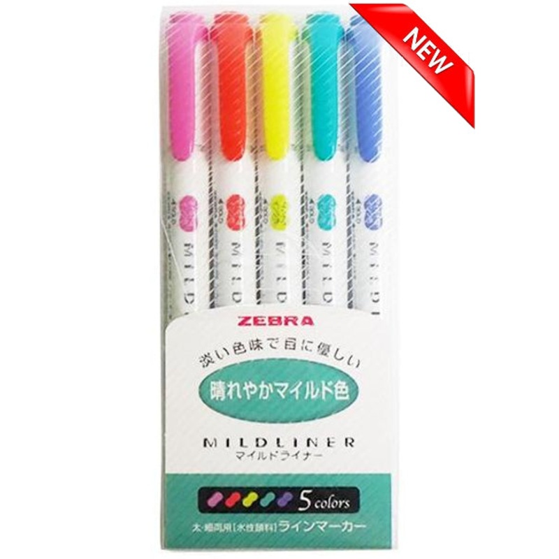 Zebra MildLiner Highlighter Bright & Mild 5 Colour Set