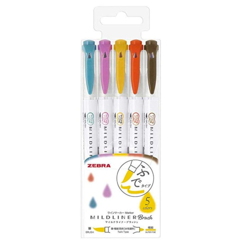 Zebra Mildliner Brush Pen Deep & Warm Set - 5pc