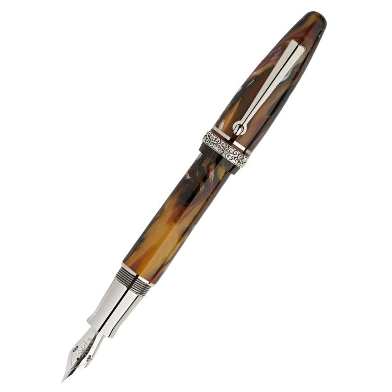 Maiora Ogiva Golden Age Fountain Pen - Fire - Palladium Trim - Medium