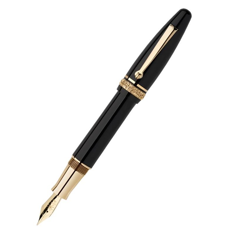 Maiora Ogiva Golden Age Fountain Pen - Nera - Gold Trim - Medium