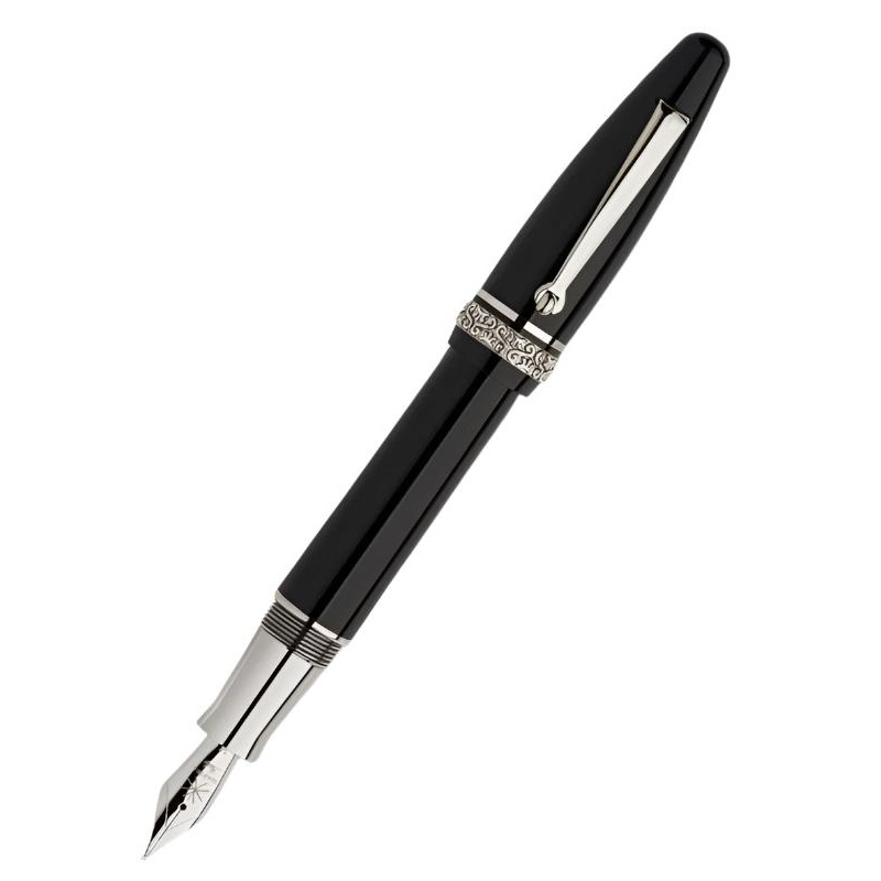 Maiora Ogiva Golden Age Fountain Pen - Nera - Palladium Trim - Fine