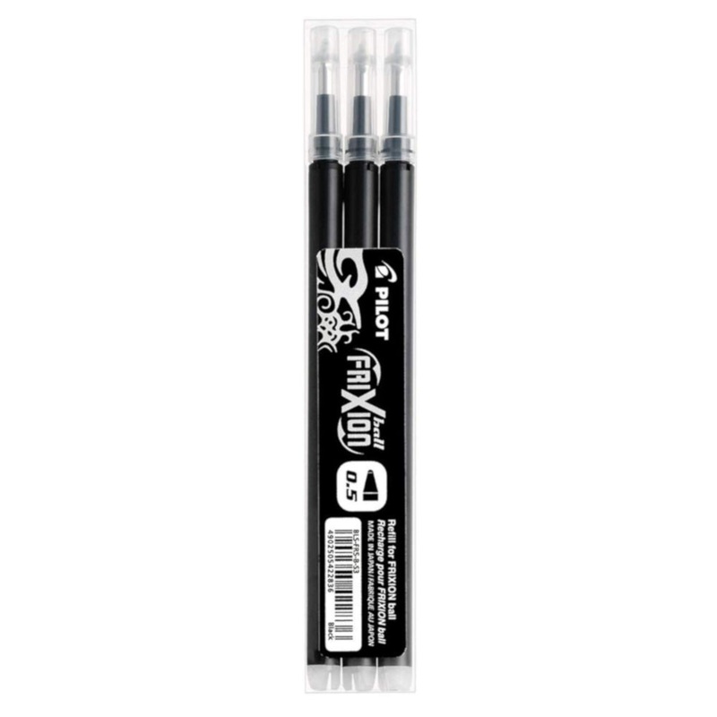 Pilot FriXion Ball 0.5mm Pen Refill - Black Pack of 3