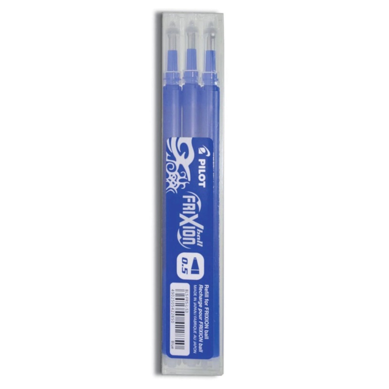 Pilot FriXion Ball 0.5mm Pen Refill - Blue Pack of 3