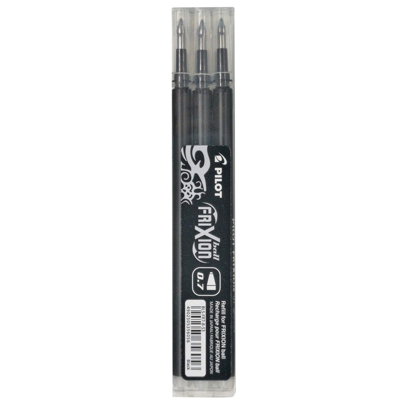 Pilot FriXion Ball 0.7mm Pen Refill - Black Pack of 3