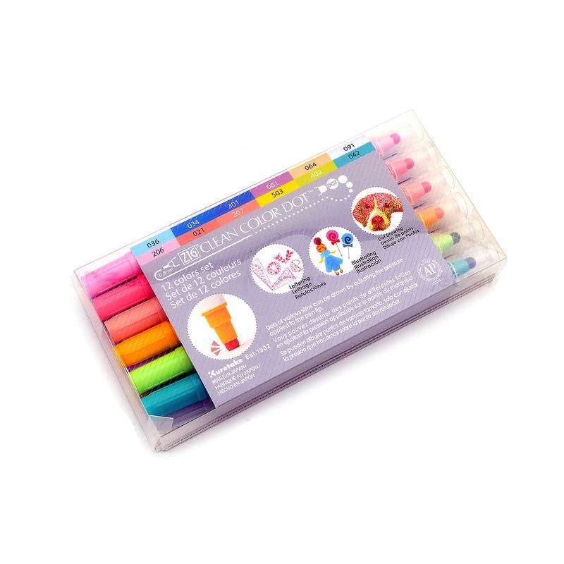 Kuretake Zig Clean Color Dot Double-Sided Marker - 12pc Set