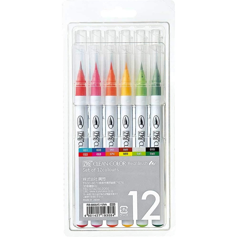Kuretake Zig Clean Color Real Brush - Set of 12