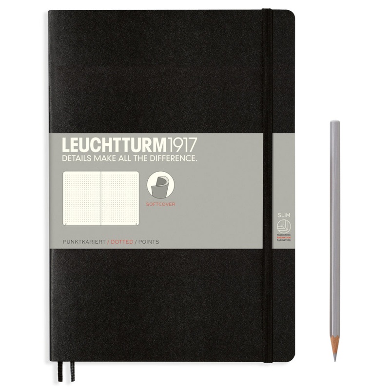 Leuchtturm1917 Softcover Paperback (B5) Notebook - Black Dotted