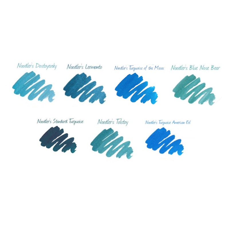 Noodler's Light Blue / Turquoise Inks Sample Package (7)