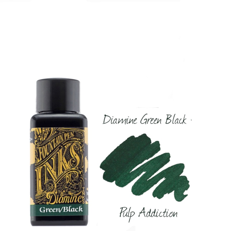 Diamine Fountain Pen Ink - Green Black 30ml Bottle