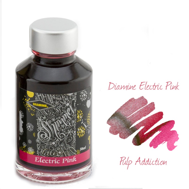 Diamine Shimmer Fountain Pen Ink - Electric Pink 50ml Bottle