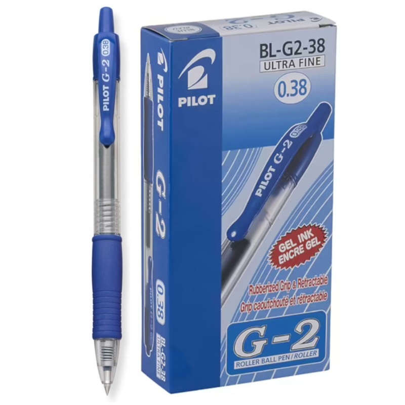 Pilot G-2 Gel Rollerball Pen - Ultra Fine 0.38mm, Blue 12 Pack