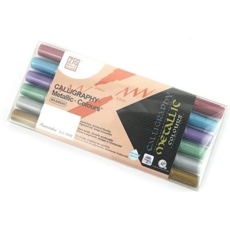 Kuretake Calligraphy Metallic Colours Marker Pen Set 6pc