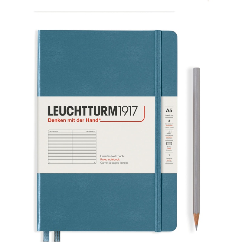 Leuchtturm1917 Medium (A5) Notebook - Stone Blue Lined