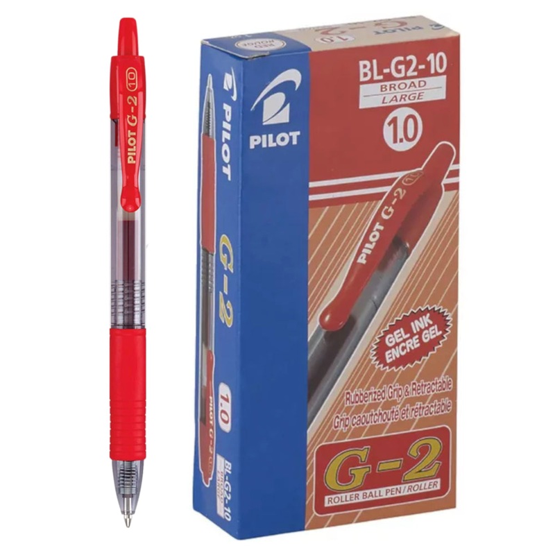 Pilot G-2 Gel Rollerball Pen - Broad 1.0mm, Red 12 Pack