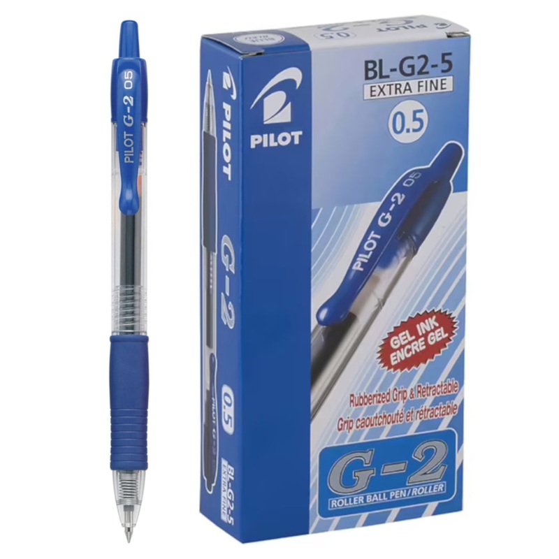 Pilot G-2 Gel Rollerball Pen - Extra Fine 0.5mm, Blue 12 Pack