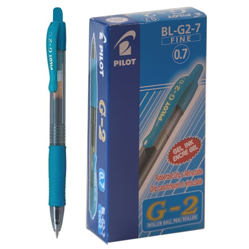 Pilot G-2 Gel Rollerball Pen - Fine 0.7mm, Light Blue 12 Pack