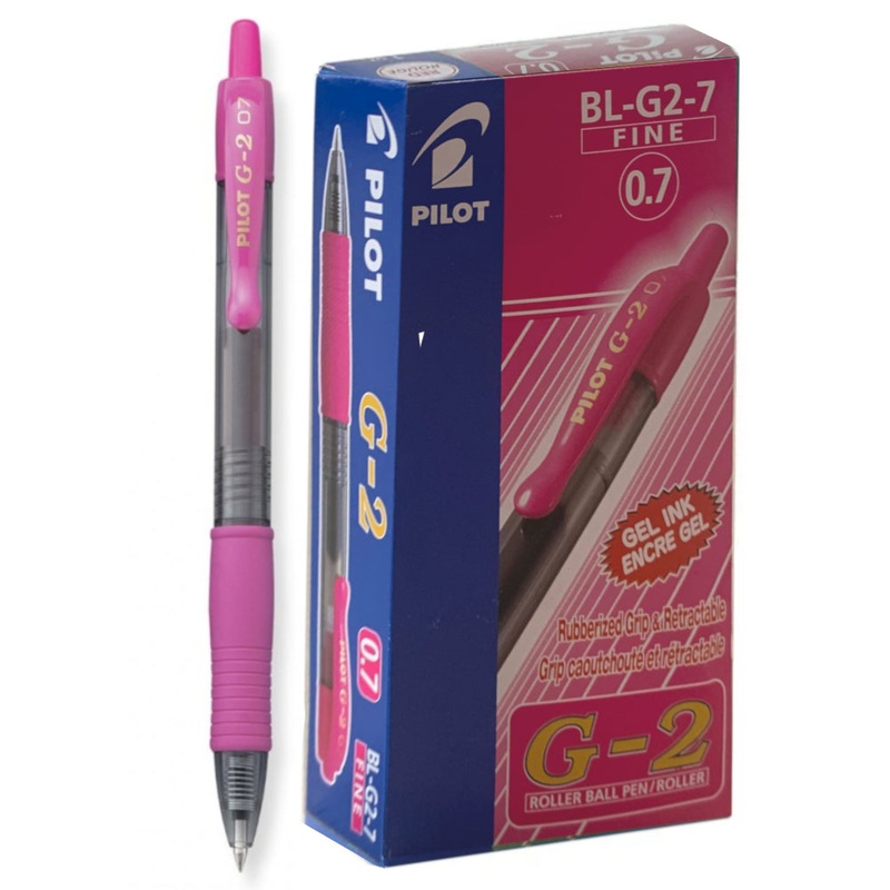 Pilot G-2 Gel Rollerball Pen - Fine 0.7mm, Pink 12 Pack